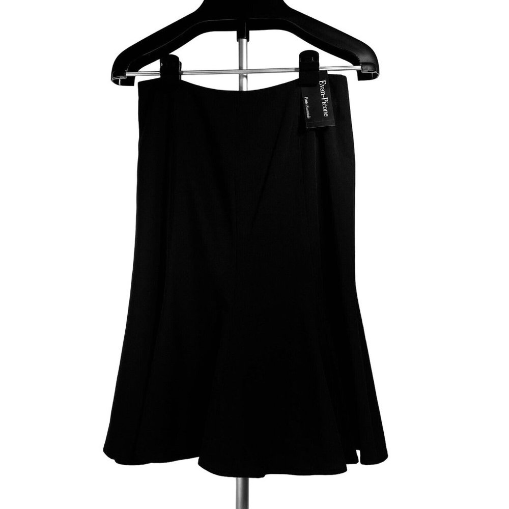 Womens Evan-Picone Petite Essential Stretch Black Lined Zip Skirt Size 4 Petite